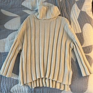 ZARA Oversized Cream Turtleneck Sweater